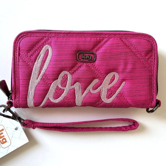 Lug Whirly Love RFID Wristlet Wallet Brushed Rosette Pink with Bubble Pink Love - Picture 6 of 12